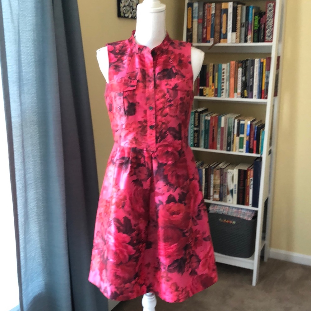 J.Crew Floral Print Reverse Pleat Dress Size 4